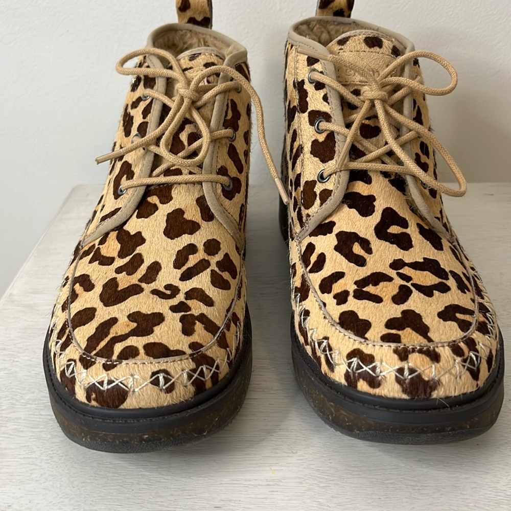 They are a size 8, but fit more like a 7.5.
Leopard Print Ankle Boots - Women's